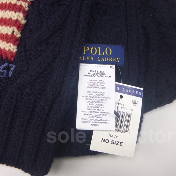 NWT Polo Ralph Lauren Cable Knit USA Flag Scarf - Picture 4 of 6